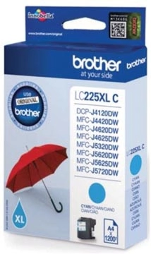 Een Brother inktcartridge, 1.200 pagina's, OEM LC-225XLC, cyaan koop je bij Muys Kantoor & Kado