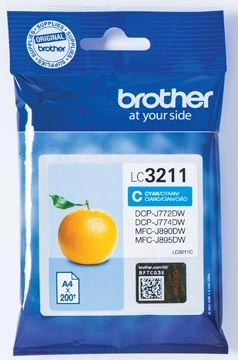 Een Brother inktcartridge, 200 pagina's, OEM LC-3211C, cyaan koop je bij Muys Kantoor & Kado