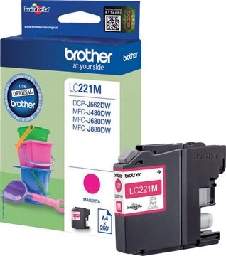 Een Brother inktcartridge, 260 pagina's, OEM LC-221MBP, magenta koop je bij Muys Kantoor & Kado