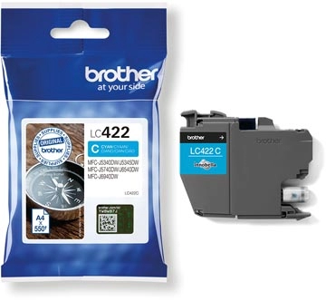 Een Brother inktcartridge, 550 pagina's, OEM LC-422C, cyaan koop je bij Muys Kantoor & Kado