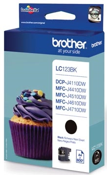 Een Brother inktcartridge, 600 pagina's, OEM LC-123BK, zwart koop je bij Muys Kantoor & Kado