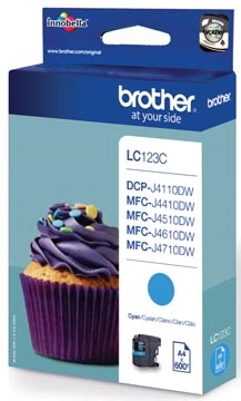 Een Brother inktcartridge, 600 pagina's, OEM LC-123C, cyaan koop je bij Muys Kantoor & Kado