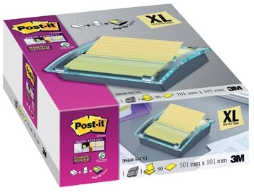 Een Post-it Super Stcicky Z-notes dispenser Millenium zwart, met 1 blok ft 101 x 101 mm gelijnd geel koop je bij Muys Kantoor & Kado