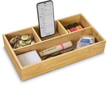 Een CEP desk organizer uit bamboe, liggend, 4 vakken koop je bij Muys Kantoor & Kado