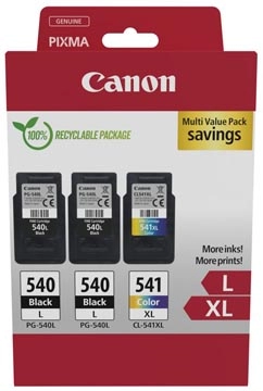 Een Canon inktcartridge 2 x PG-540L + 1 x CL-541XL, 300 - 400 pagina's, OEM 5224B017, 4 kleuren koop je bij Muys Kantoor & Kado