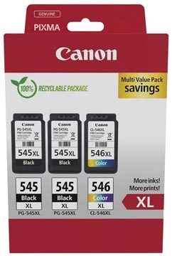 Een Canon inktcartridge 2 x PG-545XL + 1 x CL-546XL, 300 - 400 pagina's, OEM 8286B013, 4 kleuren koop je bij Muys Kantoor & Kado