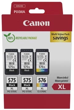 Een Canon inktcartridge 2 x PG-575XL + 1 x CL-576XL, 300 - 400 pagina's, OEM 5437C004, 4 kleuren koop je bij Muys Kantoor & Kado