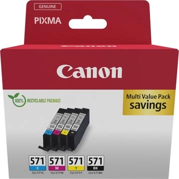 Een Canon inktcartridge CLI-571, 345 pagina's, OEM 0386C009, 4 kleuren koop je bij Muys Kantoor & Kado