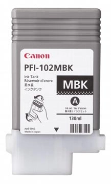 Een Canon inktcartridge PFI-102MBK, 130 ml, OEM 0894B001, mat zwart koop je bij Muys Kantoor & Kado