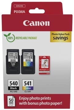 Een Canon inktcartridge PG-540 + CL-541, 180 pagina's, OEM 5225B013, 4 kleuren koop je bij Muys Kantoor & Kado