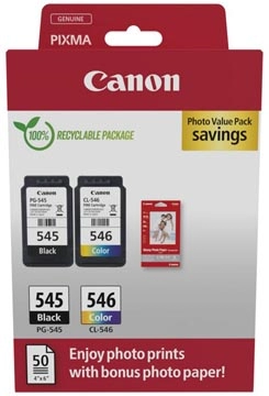 Een Canon inktcartridge PG-545/CL-546, 180 pagina's, OEM 8287B008, 4 kleuren koop je bij Muys Kantoor & Kado