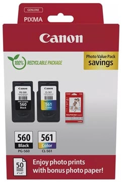 Een Canon inktcartridge PG-560/CL-561, 180 pagina's, OEM 3713C008, 4 kleuren koop je bij Muys Kantoor & Kado