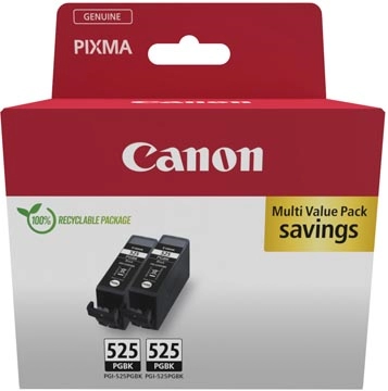 Een Canon inktcartridge PGI-525PGBK, 311 pagina's, OEM 4529B017, zwart, pak van 2 stuks koop je bij Muys Kantoor & Kado