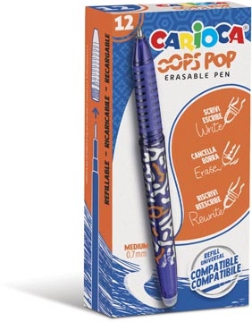 Een Carioca gelroller Oops Pop, medium, uitwisbaar, doos van 12 stuks, blauw koop je bij Muys Kantoor & Kado