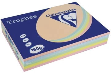 Een Clairefontaine Trophée Pastel A4, 160 g, 5x50 vel, geassorteerde kleuren koop je bij Muys Kantoor & Kado