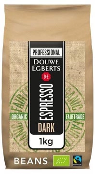 Een Douwe Egberts koffiebonen Espresso Dark Roast, bio & fairtrade, pak van 1 kg koop je bij Muys Kantoor & Kado