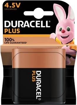 Een Duracell batterij Plus 100% 4,5V, op blister koop je bij Muys Kantoor & Kado