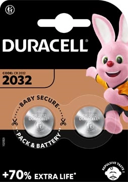 Een Duracell knoopcel Electronics DL/CR 2032, 3 volt, blister van 2 stuks koop je bij Muys Kantoor & Kado