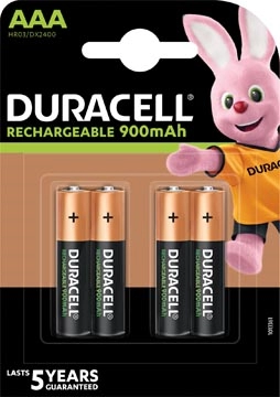 Een Duracell oplaadbare batterijen Recharge Ultra AAA, blister van 4 stuks koop je bij Muys Kantoor & Kado