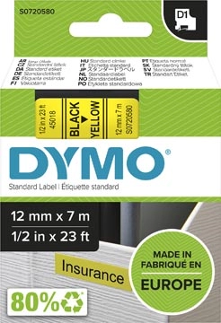 Een Dymo D1 tape 12 mm, zwart op geel koop je bij Muys Kantoor & Kado