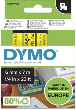 Een Dymo D1 tape 6 mm, zwart op geel koop je bij Muys Kantoor & Kado