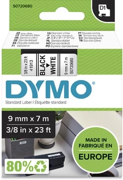 Een Dymo D1 tape 9 mm, zwart op wit koop je bij Muys Kantoor & Kado