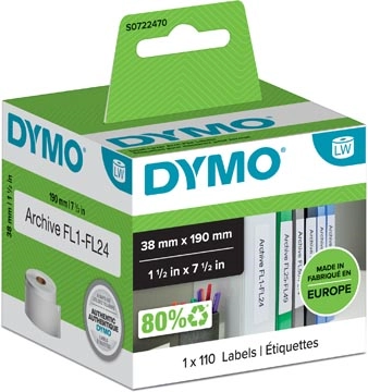 Een Dymo etiketten LabelWriter ft 190 x 38 mm, wit, 110 etiketten koop je bij Muys Kantoor & Kado