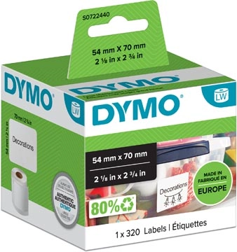 Een Dymo etiketten LabelWriter ft 70 x 54 mm, wit, 320 etiketten koop je bij Muys Kantoor & Kado