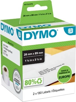 Een Dymo etiketten LabelWriter ft 89 x 28 mm, wit, 260 etiketten koop je bij Muys Kantoor & Kado