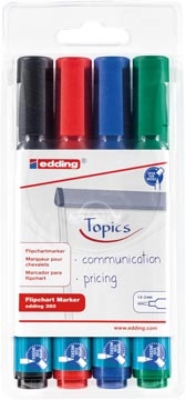 Een Edding Merkstift Flipchart e-380, blister met 4 stuks in geassorteerde kleuren koop je bij Muys Kantoor & Kado