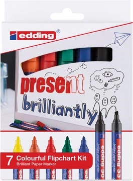 Een Edding Merkstift brilliant paper marker e-30 en e-33, blister met 7 stuks, assorti koop je bij Muys Kantoor & Kado