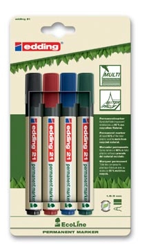 Een Edding permanent marker Ecoline e-21 set van 4 stuks in geassorteerde kleuren koop je bij Muys Kantoor & Kado