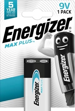 Een Energizer batterij Max Plus 9V, op blister koop je bij Muys Kantoor & Kado