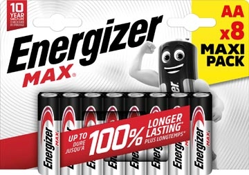 Een Energizer batterijen Max AA/LR06/E91, blister van 8, MaxIPACK koop je bij Muys Kantoor & Kado