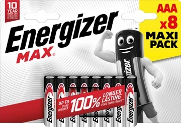 Een Energizer batterijen Max AAA/LR03/E92, blister van 8, MaxIPACK koop je bij Muys Kantoor & Kado