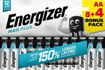 Een Energizer batterijen Max Plus AA/LR06/E91, blister van 8 + 4 koop je bij Muys Kantoor & Kado