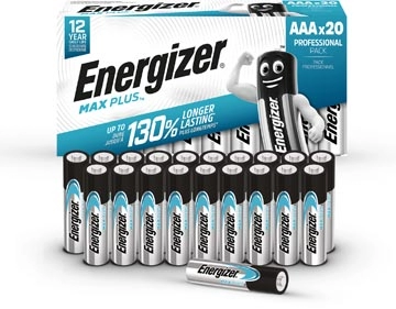 Een Energizer batterijen Max Plus AAA, pak van 20 stuks koop je bij Muys Kantoor & Kado