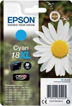 Een Epson inktcartridge 18XL, 450 pagina's, OEM C13T18124012, cyaan koop je bij Muys Kantoor & Kado