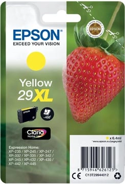 Een Epson inktcartridge 29XL, 450 pagina's, OEM C13T29944012, geel koop je bij Muys Kantoor & Kado