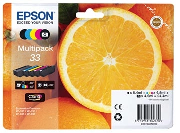 Een Epson inktcartridge 33, 200 - 300 pagina's, OEM C13T33374011, 5 kleuren koop je bij Muys Kantoor & Kado