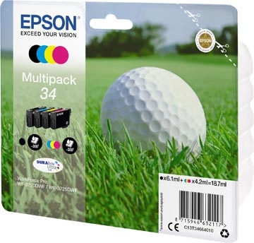 Een Epson inktcartridge 34, 300 - 350 pagina's, OEM C13T34664010, 4 kleuren koop je bij Muys Kantoor & Kado