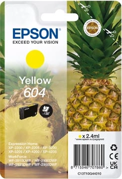 Een Epson inktcartridge 604, 130 pagina's, OEM C13T10G44010, geel koop je bij Muys Kantoor & Kado