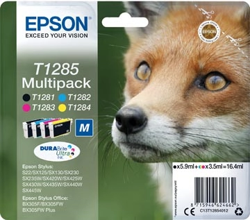 Een Epson inktcartridge T1285, 140-225 pagina's, OEM C13T12854012, 4 kleuren koop je bij Muys Kantoor & Kado