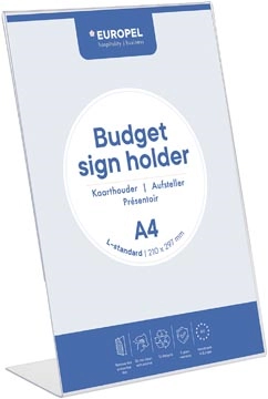 Een Europel folderhouder Budget, met L-voet, ft A4 koop je bij Muys Kantoor & Kado