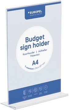 Een Europel folderhouder Budget, met T-voet, ft A4 koop je bij Muys Kantoor & Kado