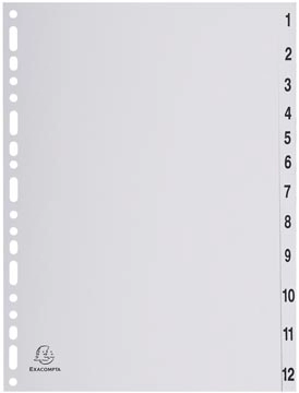 Een Exacompta tabbladen numeriek voor ft A4, uit PP, grijs, 12 tabs koop je bij Muys Kantoor & Kado