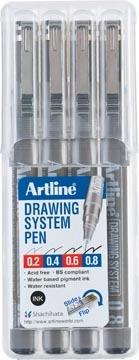 Een Fineliner Drawing System etui van 4 stuks: 0,2 - 0,4 - 0,6 en 0,8 mm koop je bij Muys Kantoor & Kado