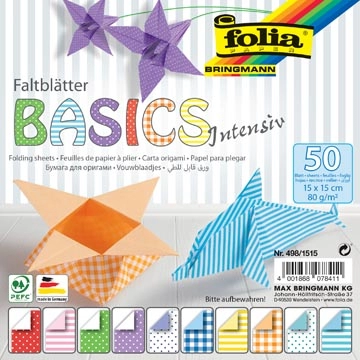 Een Folia vouwpapier Basic Intensive ft 15 x 15 cm, pak met 50 vel koop je bij Muys Kantoor & Kado