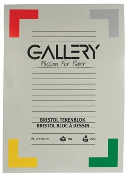 Een Gallery Bristol tekenblok, ft 21 x 29,7 cm , A4, 200 g m², 20 vel koop je bij Muys Kantoor & Kado