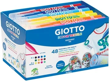 Een Giotto Decor Textile textielstiften, schoolpack met 48 stuks in geassorteerde kleuren koop je bij Muys Kantoor & Kado